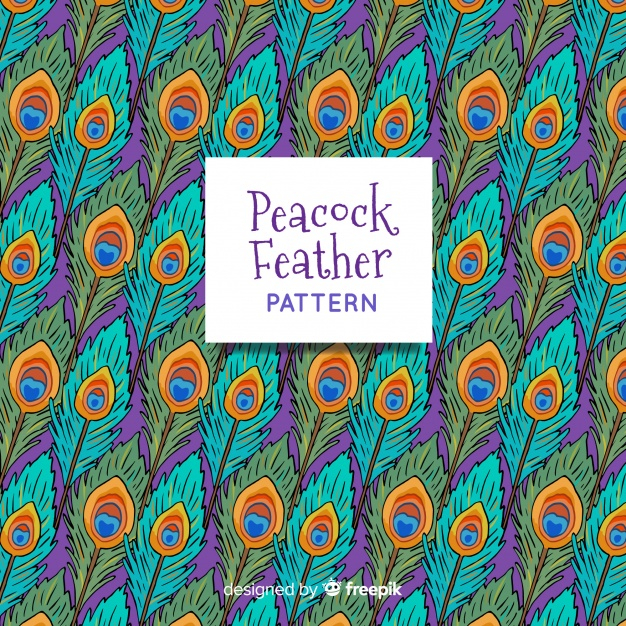 Seamless pattern of decorative green and pink peackoks.