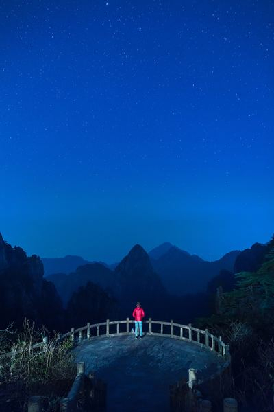space,star,night,night sky,night,star,rgb,green,red,mountain,night,star,sky,blue,person,back,jacket,red,light,glow,alone,public domain images
