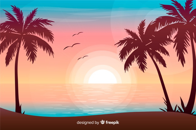 Free: Gradient beach sunset landscape background Free Vector 