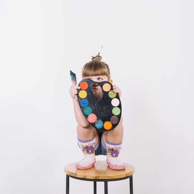 hand,education,paint,brush,cute,face,color,rainbow,wall,kid,child,room,square,white,creative,paint brush,sweet,chair,wooden,tool