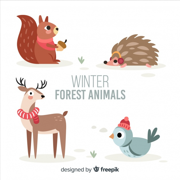 winter,snow,design,nature,bird,animal,forest,cute,animals,deer,reindeer,flat,hat,flat design,december,print,cold,scarf,cute animals,ear
