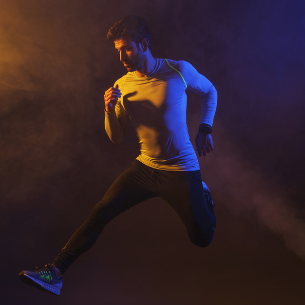 light,man,sport,blue,fitness,smoke,square,yellow,person,energy,healthy,exercise,power,training,motivation,studio,dark,workout,strong,wellness