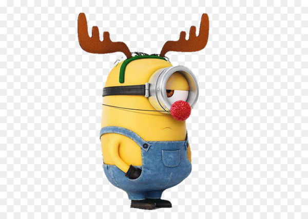 reindeer,stuart the minion,christmas,minions,christmas card,santa claus,santa clauss reindeer,holiday,christmas lights,christmas music,christmas tree,despicable me,christmas ornament,toy,figurine,yellow,png