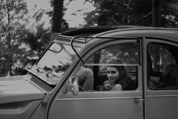 #outdoorchallenge,black and white,black-and-white,car,girl,outdoors,person,vehicle,vintage,woman,Free Stock Photo