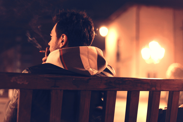 adult,alone,bench,cigarette,lonely,man,night,person,sitting,smoke,smoker,smoking,solitary,Free Stock Photo