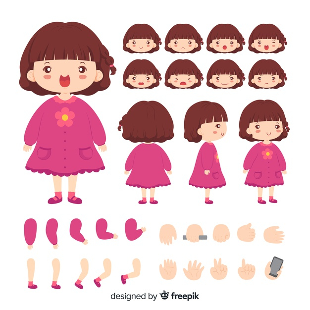 part,set,cartoons,collection,motion,pack,drawn,element,body,drawing,person,human,child,kid,cute,hand drawn,cartoon,character,girl,template,hand