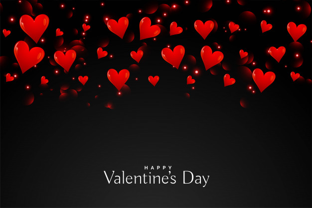 Free: Black background with floating red hearts 