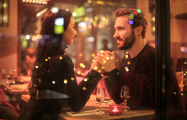 adult,affection,beard,beautiful,bokeh,couple,date,dinner,drink,fashion,female,flirting,hands,handsome,happiness,happy,holding hands,indoors,lights,love,male,man,people,restaurant,romance,romantic,smile,smiling,table,togetherness,wine glass,woman,Free Stock Photo