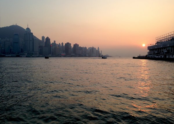 china,city,sunset,water
