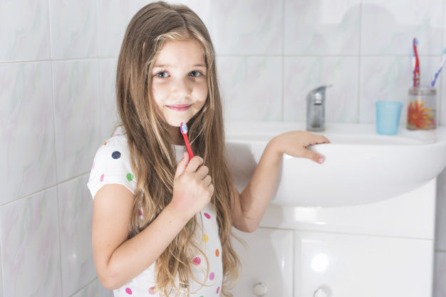 people,kitchen,beauty,red,brush,health,cute,smile,happy,kid,child,human,apple,person,dental,healthy,bathroom,morning,care,healthcare
