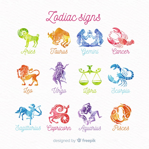 Free: Watercolor gradient zodiac sign collection 