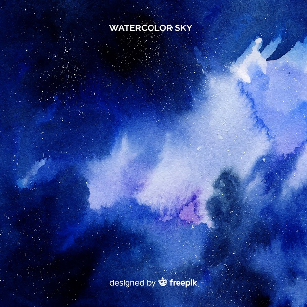 Free: Watercolor night sky background 
