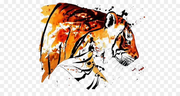 Free: Bengal tiger Watercolor painting Tattoo Drawing - tiger 