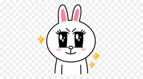 sticker,line,line friends,free line,line camera,bumper sticker,messaging apps,kakaotalk,emoticon,brand,android,whatsapp,white,face,nose,head,smile,rabbit,area,headgear,rabits and hares,snout,line art,png