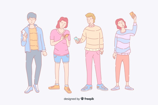 smartphones,citizen,adult,holding,population,society,korean,style,young,group,drawing,person,smartphone,human,man,woman,people
