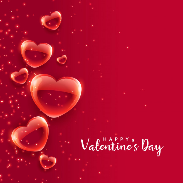 Free: Red bubble hearts floating valentines day background 