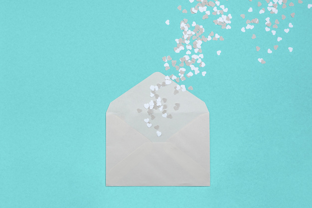 overhead,scattered,lay,small,surface,horizontal,flat lay,carton,object,cut,top view,top,decor,festive,view,simple,romantic,post,hearts,open,symbol,desk,creative,mail,decoration,flat,shape,white,envelope,letter,event,holiday,confetti,colorful,valentine,celebration,cute,anniversary,table,blue,light,paper,gift,blue background,design,love,heart,background