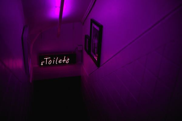 sea,shadow,wave,purp,purple,light,medium,social,technology,neon,sign,club,staircase,stairwell,stairs,text,type,toilets,night,dark,light,creative commons images