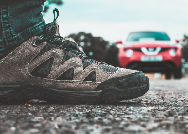 blurred background,car,color,fashion,foot,footwear,ground,hiking,lace tie,low angle photography,outdoors,person,red,rubber shoes,shoe,shoelace,sole,sport,walk,wear,Free Stock Photo