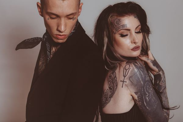 couple,man,love,photo,camera,woman,tattooed,tattoo,hand,man,male,female,woman,tattoo,couple,fashion,together,necktie,shoulder,piercing,makeup