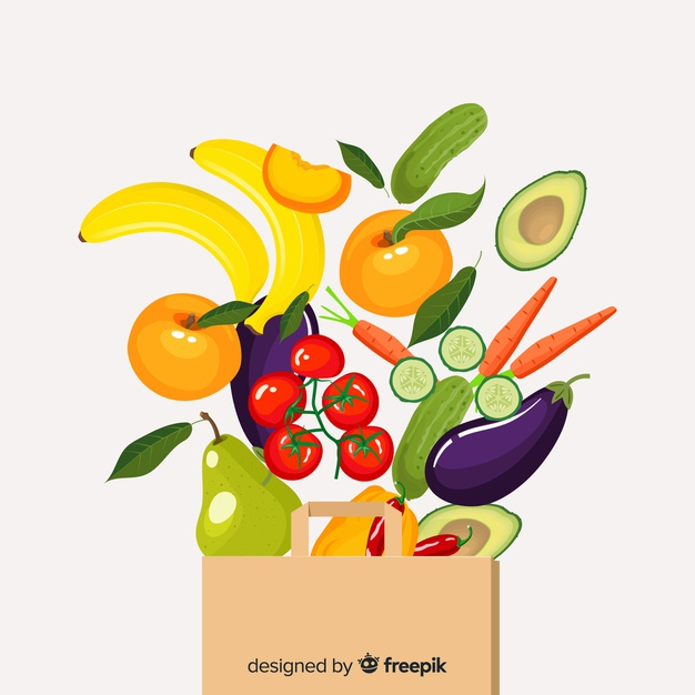 foodstuff,aubergine,tasty,falling,pear,delicious,cucumber,avocado,lifestyle,carrot,eating,nutrition,diet,tomato,healthy food,eat,flat design,vegetable,healthy,banana,shopping bag,cooking,flat,bag,fruits,vegetables,orange,fruit,shopping,kitchen,design,food,background