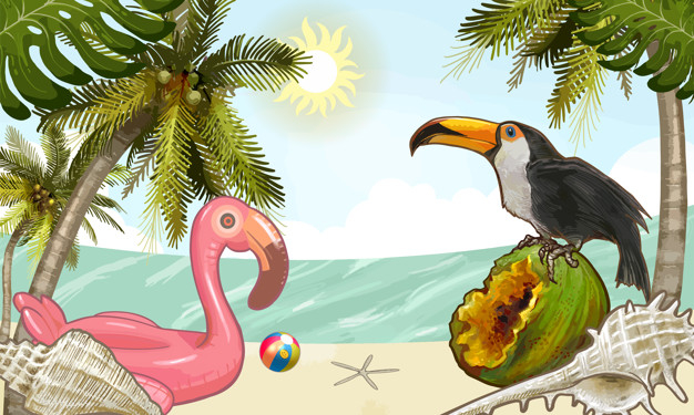 tropics,illustrated,summertime,exotic,objects,resort,drawn,beach party,background color,summer party,tropical background,background poster,summer background,party background,hand drawing,island,vacation,plants,pineapple,drawing,colorful background,holiday,tropical,colorful,fruits,banner background,wallpaper,party poster,hand drawn,beach,background banner,summer,hand,party,poster,banner,background