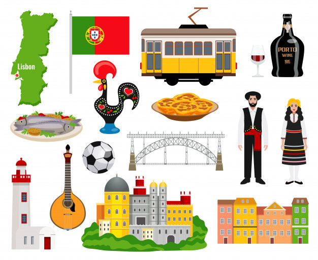 Portugal mapa icono vector