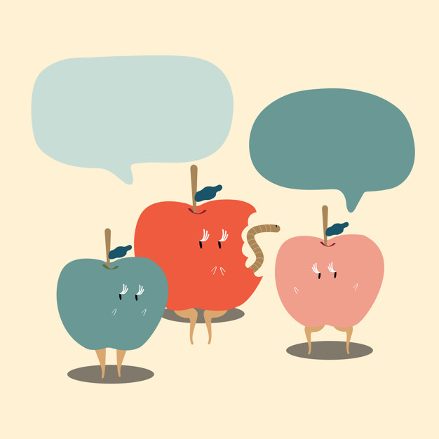 Free: Apples with blank speech bubbles cartoon character vector 