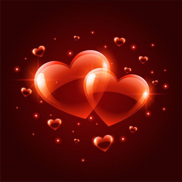Free: Two shiny valentines day hearts background 