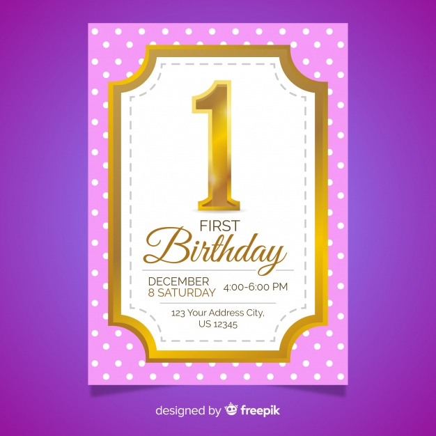 Free: First birthday gold number card - nohat.cc