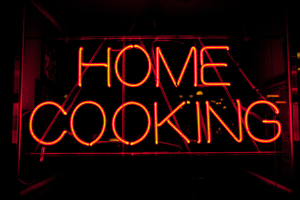 neon,sign,cook,cooking,home,art,design,typography,dark,black,red,orange