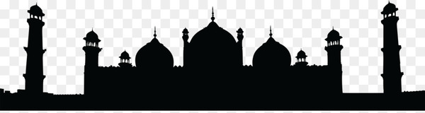 badshahi mosque,sultan ahmed mosque,almasjid annabawi,mosque,islamic architecture,computer icons,islam,lahore,building,metropolis,silhouette,symmetry,monochrome photography,text,spire,religion,skyline,place of worship,steeple,landmark,monochrome,black and white,history,png