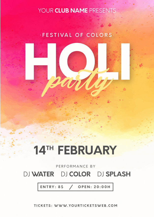 Free: Modern holi festival of colors with splash background 