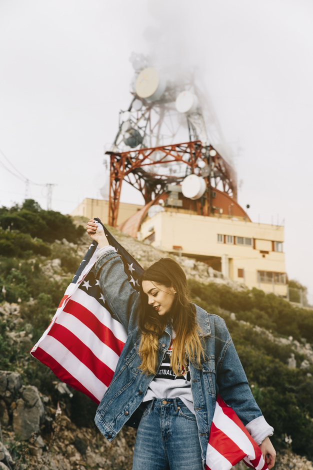 city,fashion,independence day,hair,flag,cute,face,smile,garden,stars,clothes,person,modern,park,symbol,model,lady,usa,jeans,young