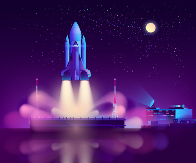 rocketship,searchlight,exploration,aerospace,floating,expedition,fluorescent,take,spacecraft,shuttle,discovery,freight,carrier,explorer,center,blast,commercial,station,platform,control,launch,mission,cargo,spaceship,vehicle,business technology,flight,start,violet,transportation,night sky,fly,future,ocean,flame,night,rocket,neon,moon,science,space,sky,sea,cartoon,star,technology,business