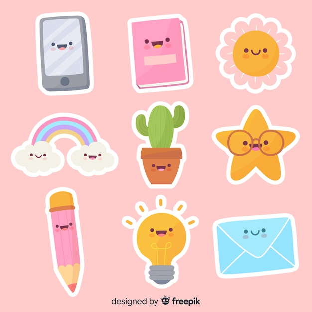 Free: Hand drawn kawaii objects collection 