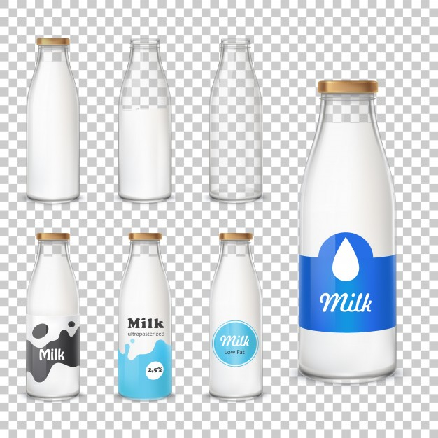 Free Vector  Milk bottle with a glass