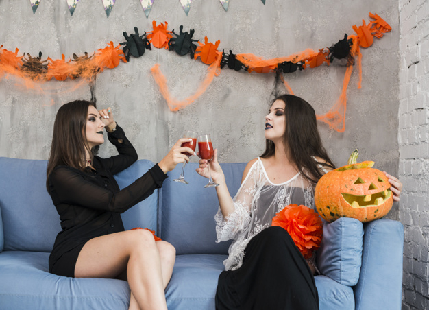 people,party,halloween,celebration,happy,holiday,happy holidays,pumpkin,model,walking,witch,young,horror,happy people,halloween party,october,costume,dead,scary,evil