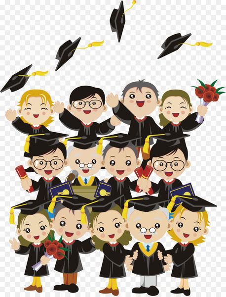 cartoon graduation kids