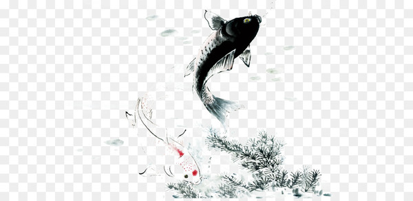 koi,china,fish,ink wash painting,chinese painting,carp,painting,art,fishing,material,computer wallpaper,graphic design,line,black and white,png