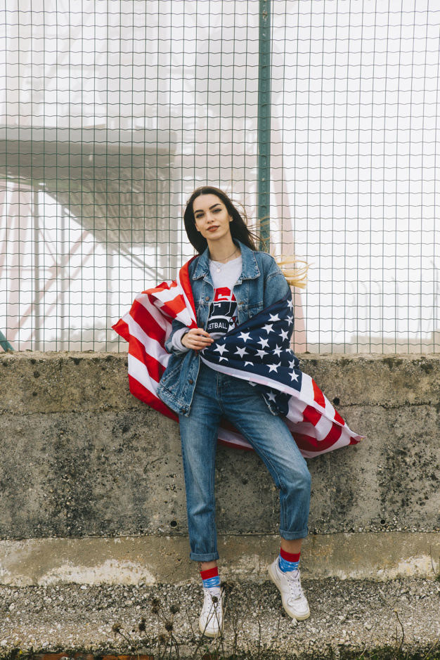 city,summer,camera,independence day,flag,cute,celebration,happy,stars,colorful,street,park,lady,usa,youth,traditional,jeans,freedom,female,young