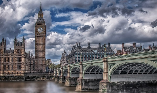 architecture,big ben,bridge,buildings,city,clouds,england,landmark,london,river,thames,tower,urban,water,Free Stock Photo