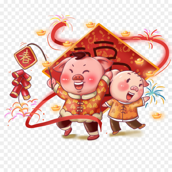 chinese new year,new year,art,drawing,holiday,poster,brauch,festival,cctv new years gala,cartoon,sticker,happy,fictional character,png