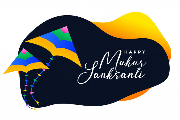 Free: Makar sankranti festival banner with flying kites 