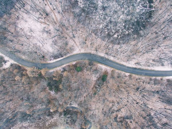 way,bridge,path,angle,view,building,drone,aerial,aerial view,drone view,aerial view,road,path,route,bend,curve,forest,winter,cold,looking down,nature