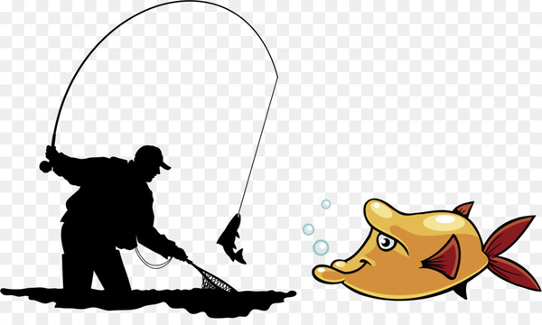Free: Fly fishing Angling Illustration - Fishing man silhouette 