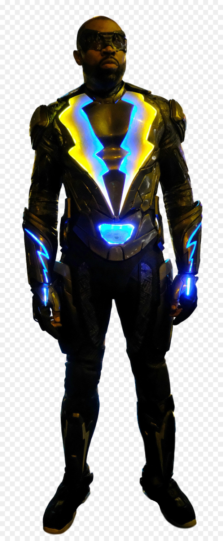 lightning,comics,dc comics,cw,arrowverse,character,superhero,comic,art,television show,black lightning,supergirl,cress williams,yellow,personal protective equipment,electric blue,fictional character,action figure,costume,sports gear,suit,png