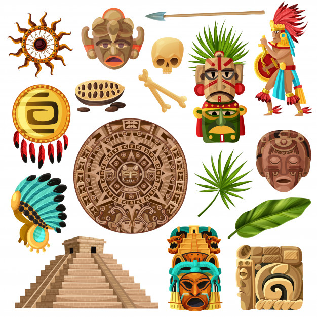 Free Vector  Ancient aztec or mayan silver coins with tribal