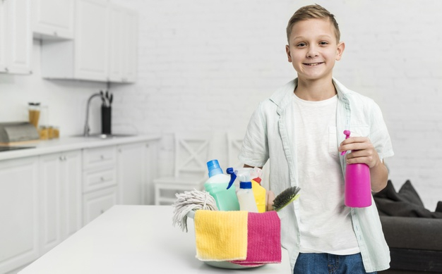medium shot,errand,front view,domicile,chore,medium,cleansing,duty,cleaning products,residence,front,smiling,horizontal,household,shot,task,male,bucket,products,view,washing,cleaning,boy,smile,home,man,house