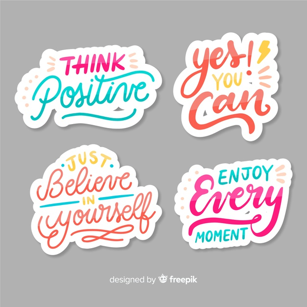 Free Vector  Set of pretty stickers with words